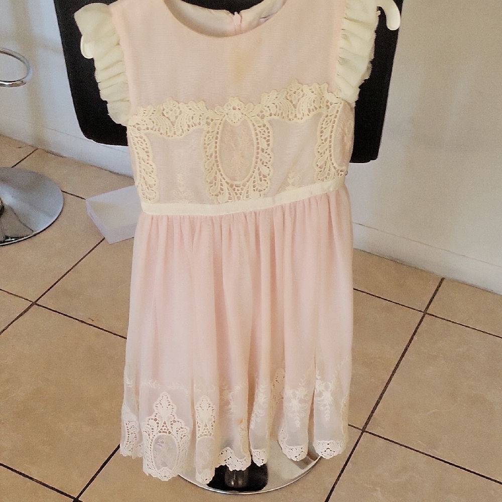 Girls Pink Lace Bodice Dress - Elegant Party Dress